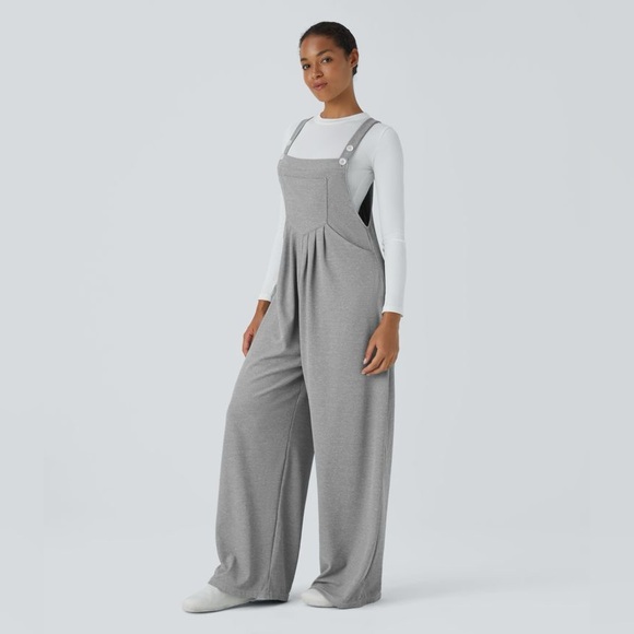 HALARA Pants - Halara wide leg Adjustable Strap Button Multiple Pocket Overalls grey small